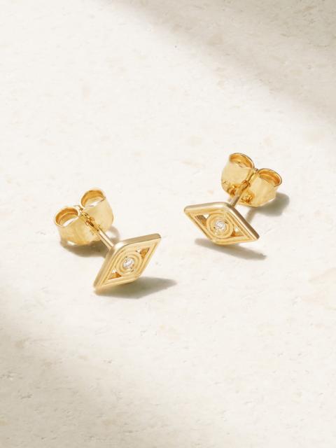 SYDNEY EVAN Fluted Evil Eye 14-karat Gold Diamond Earrings