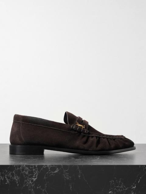 SAINT LAURENT Le Loafer Embellished Suede Loafers