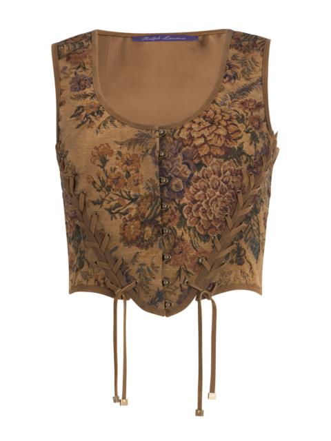 Ralph Lauren Thurlow Floral Tapestry Corset Top taupe