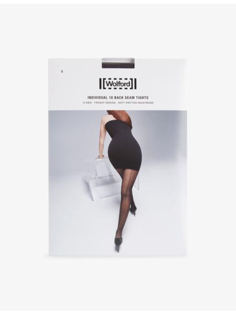 Wolford Individual 10 Back Seam Stretch-Woven Tights