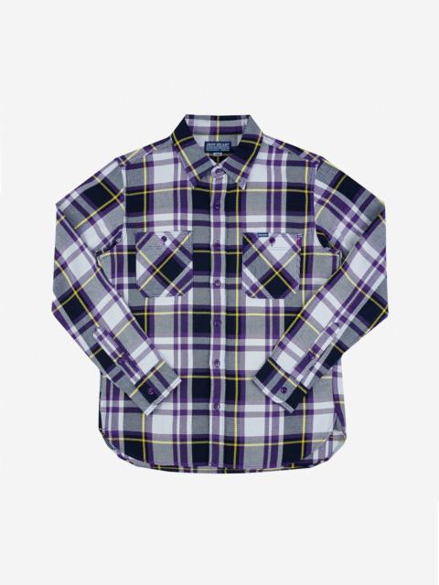 Iron Heart IHSH-382-PUR 9oz Selvedge American Check Work Shirt - Purple