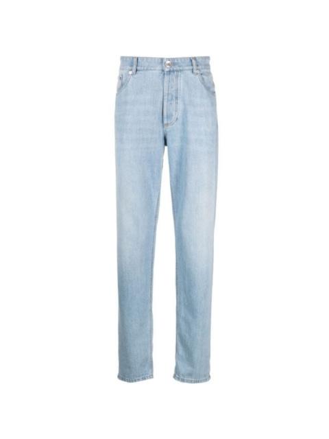 Light blue slim-cut cotton jeans