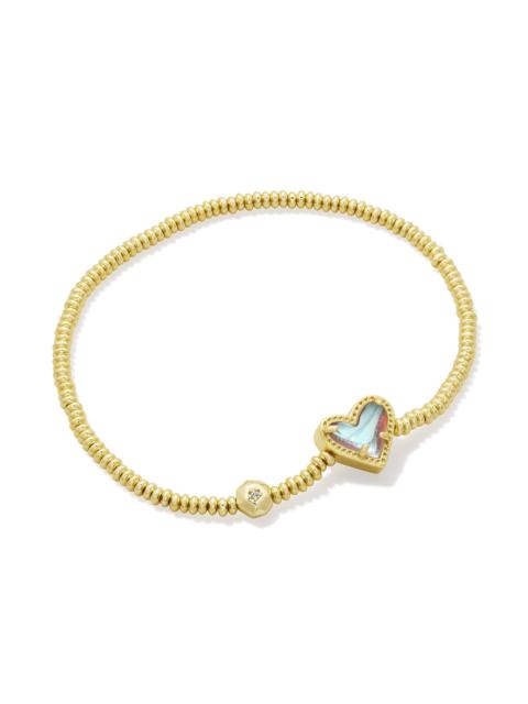 KENDRA SCOTT Ari Heart Gold Stretch Bracelet in Dichroic Glass