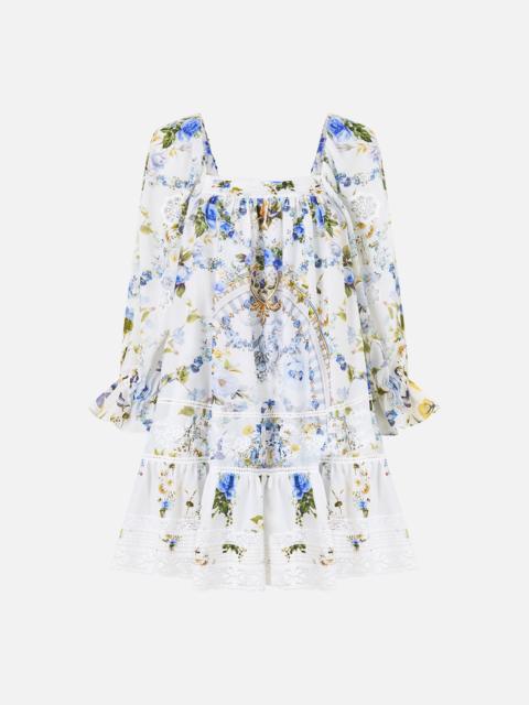 CAMILLA SQUARE NECK SHORT DRESS WITH PINTUCKS DANDELION SKIES