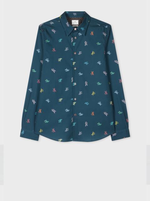 Paul Smith Tailored-Fit Teal Print Cotton Shirt