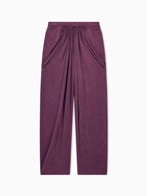 GIORGIO ARMANI TROUSER WITH WIDE LEG AND FRONT DRAPING IN CUPRO JERSEY