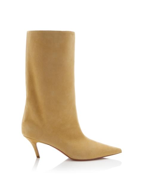 Amina Muaddi Fiona Suede Ankle Boots neutral