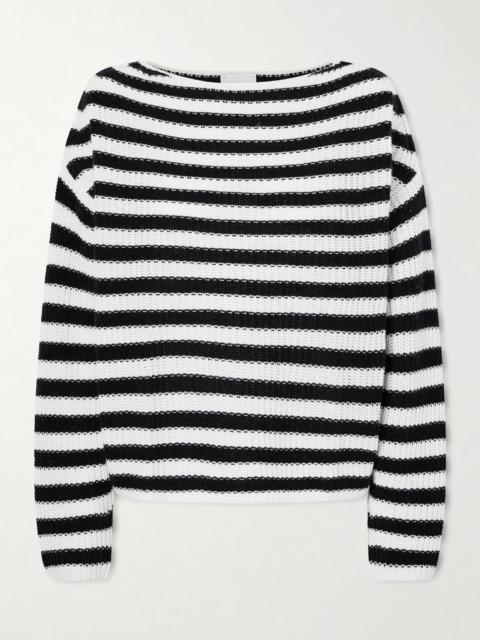 Allude Striped Cotton And Cashmere-blend Sweater