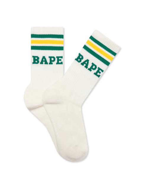 A BATHING APE® BAPE STRIPE SOCKS - GREEN/YELLOW