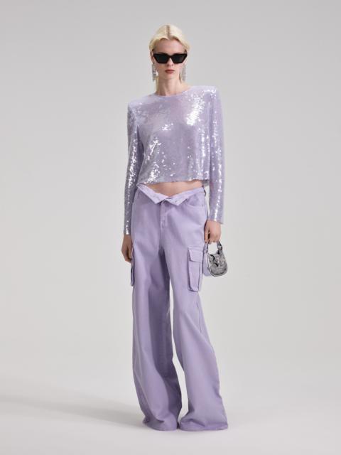 self-portrait Lilac Sequin Top