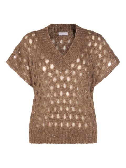 Brunello Cucinelli open-knit V-neck sweater