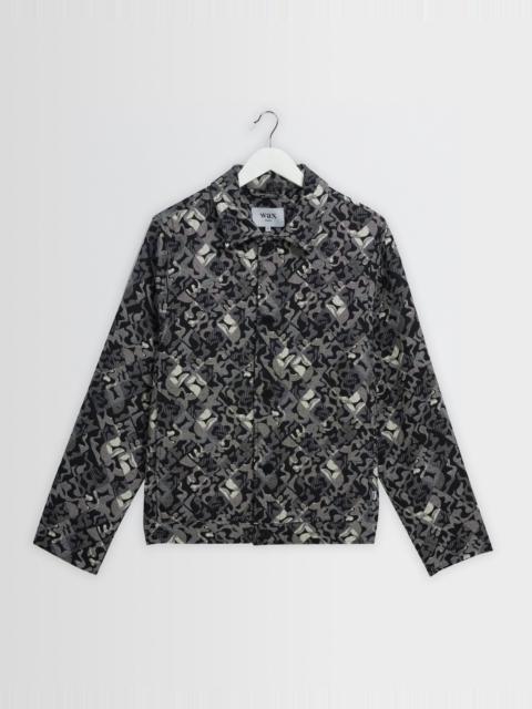Wax London Iggy - Navy And Ecru Tile Jacquard Jacket