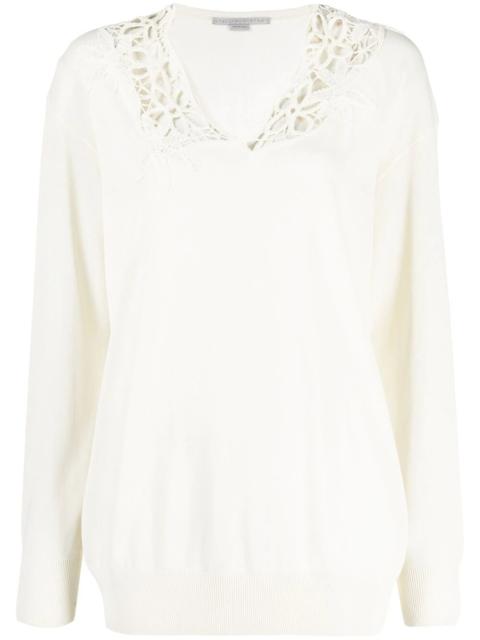 Stella McCartney lace-detail V-neck jumper