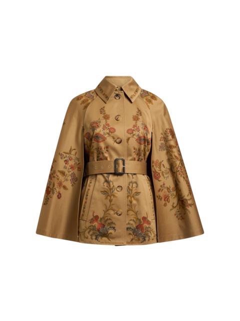 Etro Belted Cotton Cape Jacket print