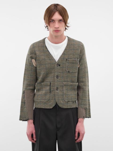 Deconstructed Patchwork Check Wool Cardigan