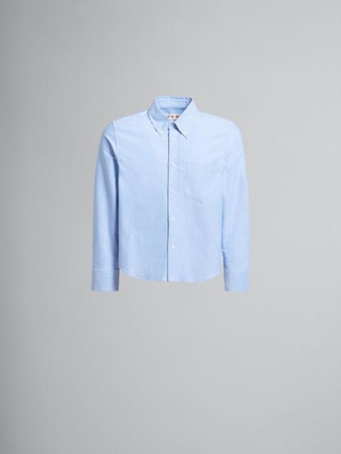 Marni LIGHT BLUE CROPPED OXFORD SHIRT WITH MARNI MENDING