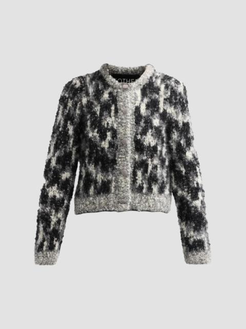 MOTHER Women's Mohair-Wool-Blend Crop Cardigan - Black Ivory Grey