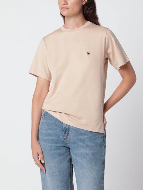 WEEKEND Max Mara Powder pink T-shirt in cotton with logo embroidery