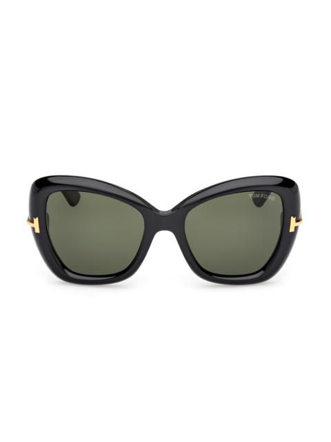 TOM FORD Women's Icon 55MM Butterfly Sunglasses - Shiny Black Green