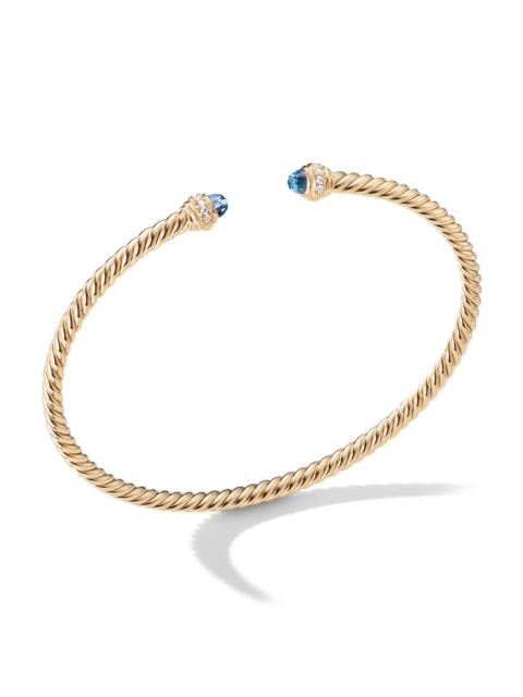 DAVID YURMAN Women's Classic Cablespira Bracelet in 18K Yellow Gold and Diamonds - Hampton Blue Topaz