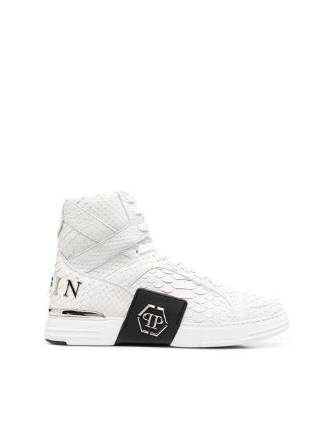 PHILIPP PLEIN snakeskin-effect high-top sneakers