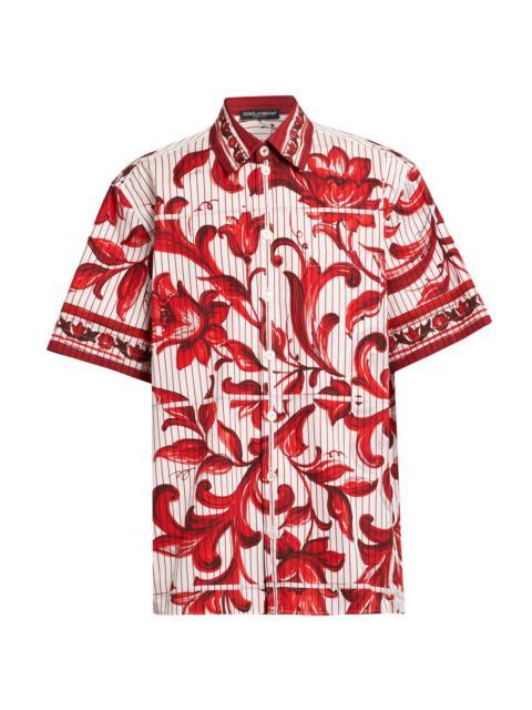 Dolce & Gabbana Men's Printed Cotton Shirt - Maiolica Rubino