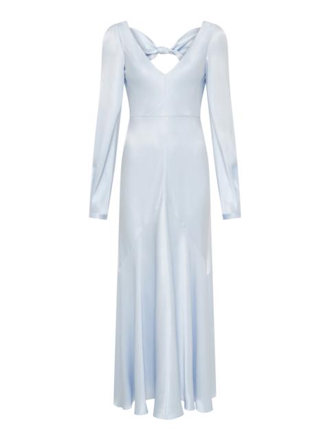GABRIELA HEARST Peyton Ruffled Silk-Satin Midi Dress light blue