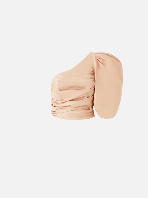PINKO ONE-SHOULDER TAFFETA CROP TOP