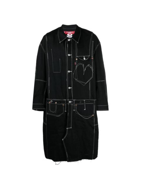 x Levi's contrast-stitching denim midi coat