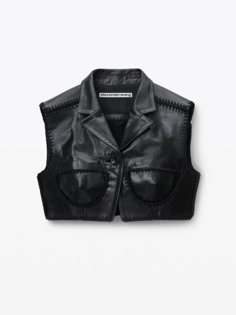 Alexander Wang OVERSIZED MOTO VEST IN BUTTERY LEATHER | REVERSIBLE