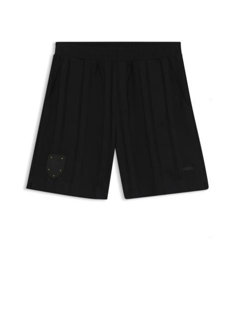 BOSS COTTON-JERSEY SHORTS WITH MATTE AND LUSTROUS STRIPES