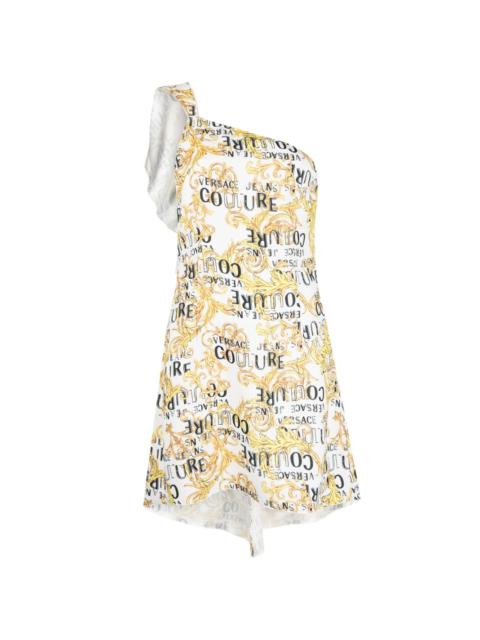 logo-print one-shoulder dress