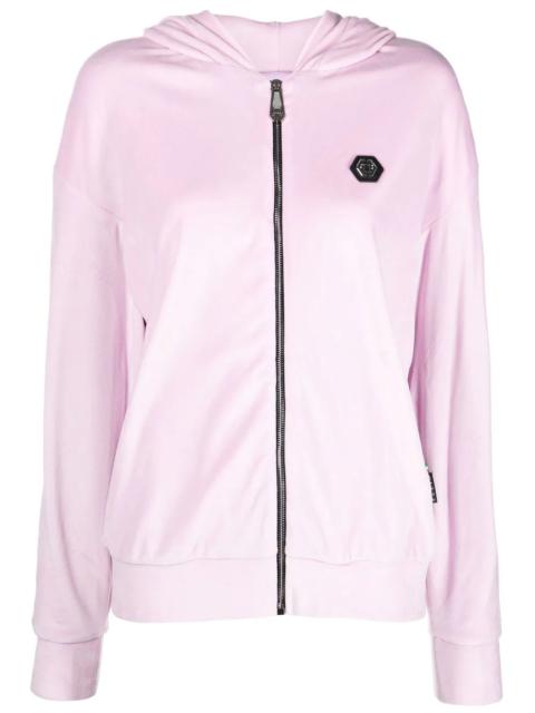 PHILIPP PLEIN logo-patch zip hoodie
