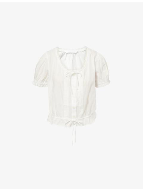 MOTHER The Love Letter Short-Sleeve Cotton Top