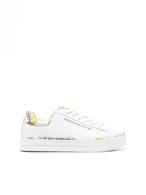 VERSACE JEANS COUTURE logo-print leather sneakers