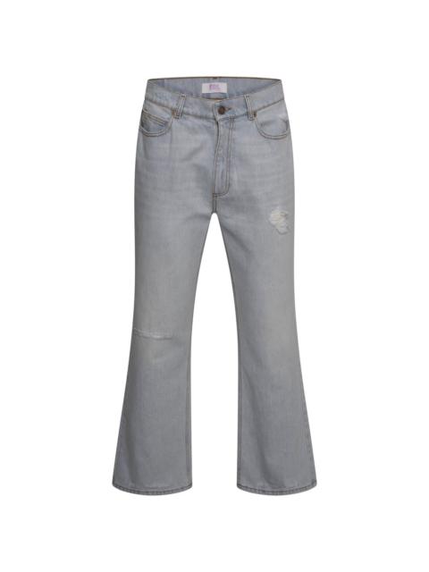 ERL Distressed Boot Cut Jeans in Light blue