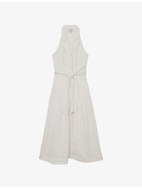 REISS Tor Halterneck Woven Midi Dress
