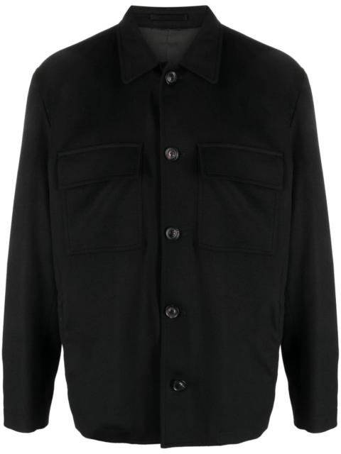 LARDINI button-up wool-blend shirt jacket