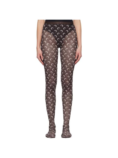 Marine Serre Brown Recycled Moon Mesh Tights