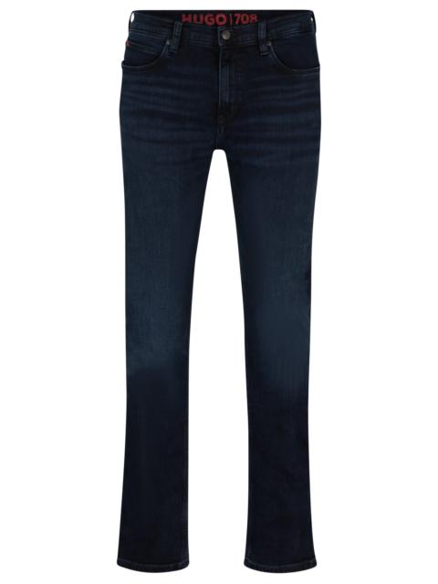 HUGO SLIM-FIT JEANS IN BLUE-BLACK STRETCH DENIM