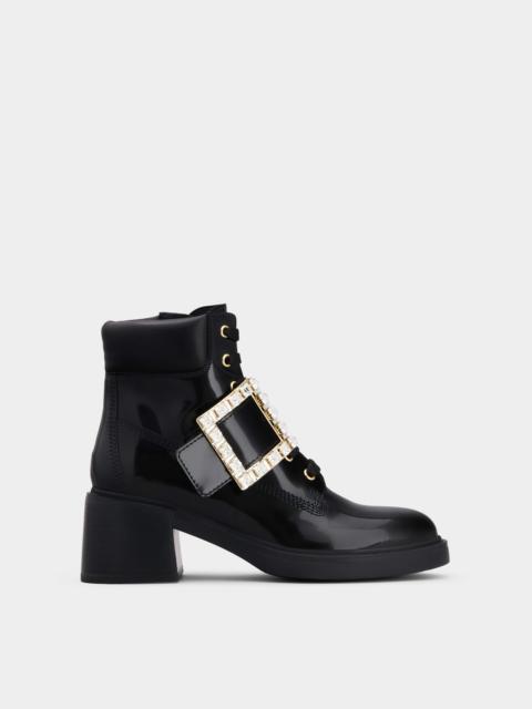 Roger Vivier Viv' Rangers Strass Buckle Ankle Boots in Leather