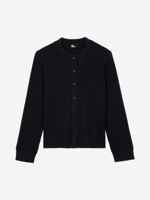 The Kooples NAVY RIBBED CARDIGAN