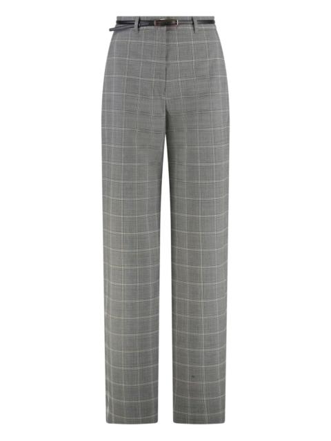 Max Mara belted check-pattern trousers