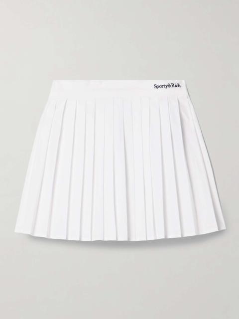 Sporty & Rich Anae embroidered pleated cotton-poplin mini skirt White