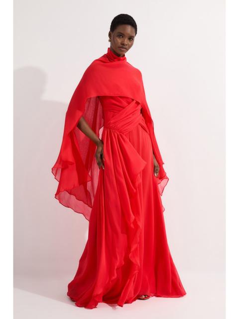 KAREN MILLEN Crinkle Cross Front Georgette Woven Maxi Dress