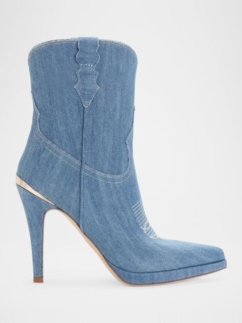 PARTLOW 95mm Camila Denim Western Ankle Boots