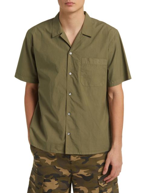 Cotton Short Sleeve Button-Up Camp Shirt