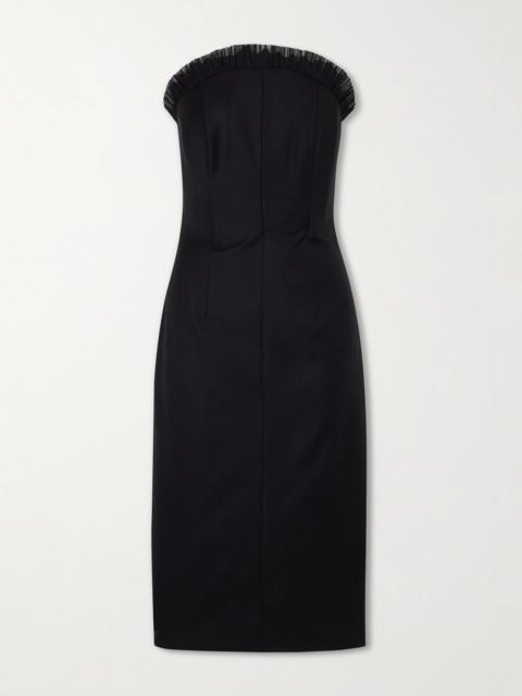 Alexander McQueen Strapless Ruffled Tulle-trimmed Wool Dress