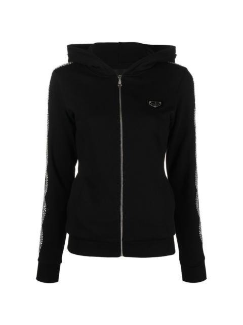 rhinestone-embellished full-zip hoodie