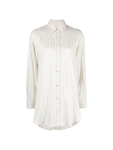 striped long-sleeve silk-blend shirt